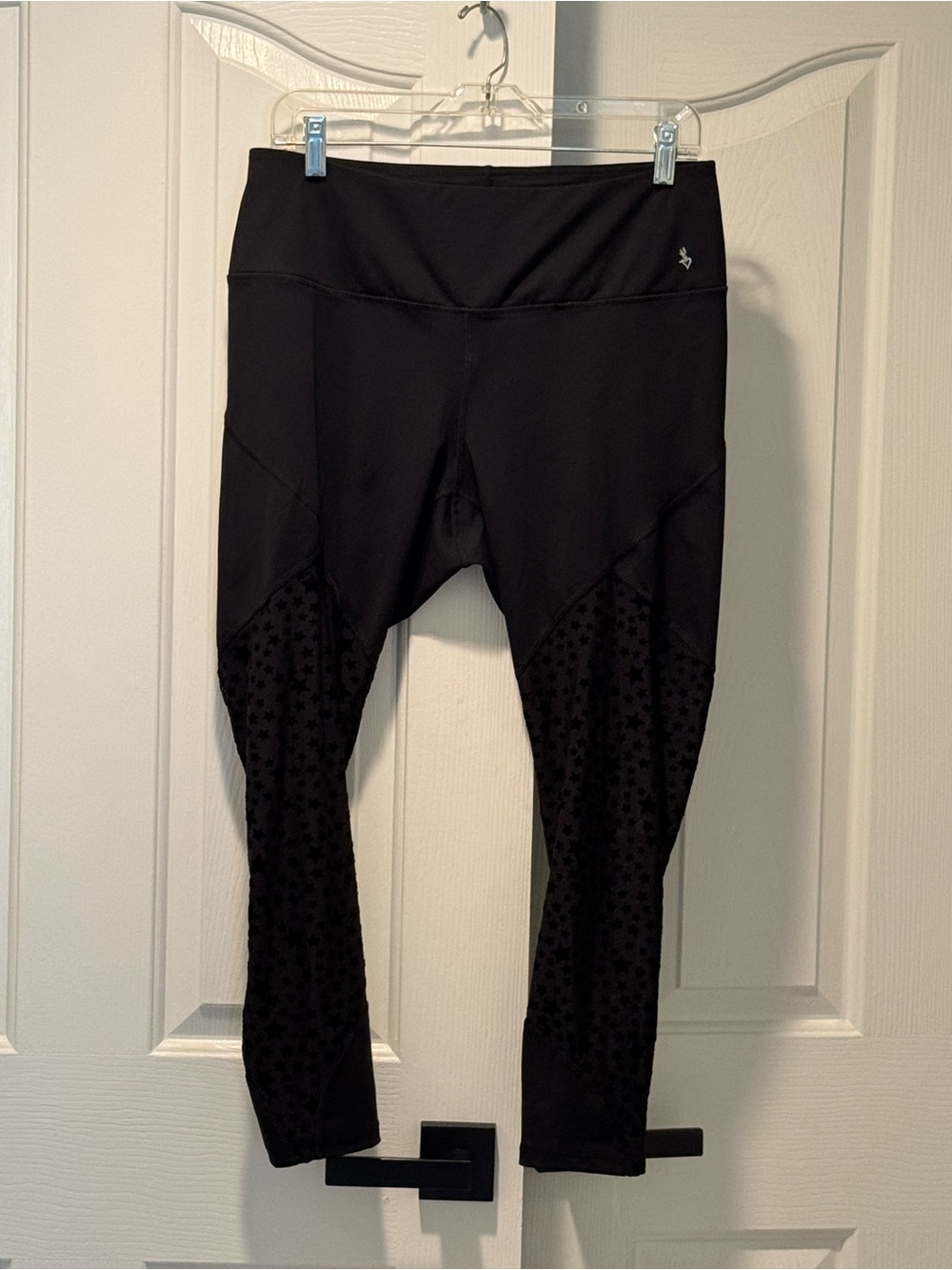 Torrid Black Active Mesh and Flocked Star Leggings